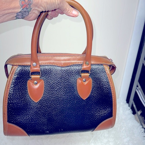 Unbranded Leather Satchel (Doctor bag style) Dark Blue and Tan - Picture 1 of 9